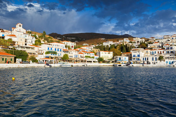 Batsi village on the coast of Andros island in Greece.