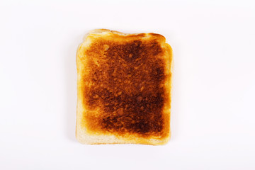 Slice of toast on a white background
