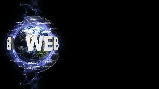 WEB Text Animation and Earth, Loop, 4k
