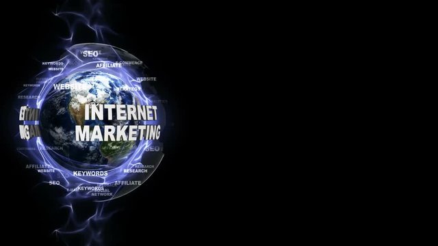 INTERNET MARKETING Text Animation and Earth, with Keyboards, Loop, 4k

