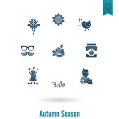 Set of Flat Autumn Icons