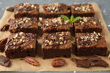 Chocolate brownies with nuts