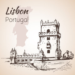 Belém Tower or the Tower of St Vincent. Lisbon. Portugal
