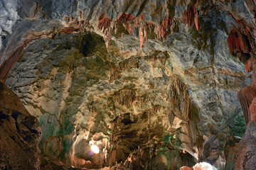 beautiful cave with stalactites and stalagmites