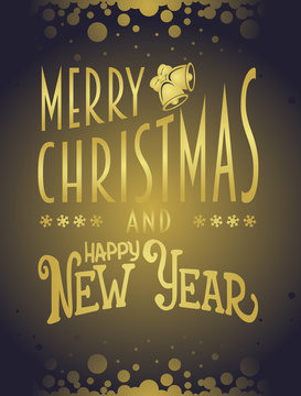 Merry Christmas and happy New Year simple lettering design