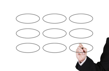 businessman writing on blank circle for your work