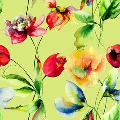 Seamless wallpapers with romantic flowers