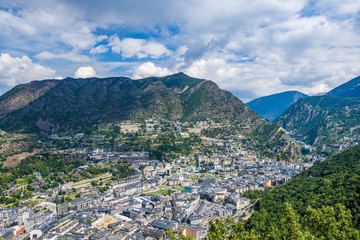 City in a valley between the mountains