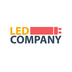 Led bulb logo. Led company logo. LED illumination. Corporate logo design.