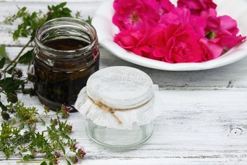 Alternative medicine, remedy oil from curative herbs