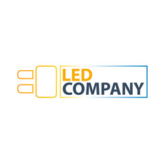 Led bulb logo. Led company logo. LED illumination. Corporate logo design.