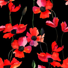 Seamless wallpaper with Poppy flowers