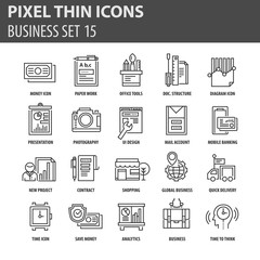 Modern thin line icons set for business