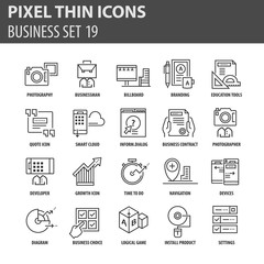 Modern thin line icons set for business