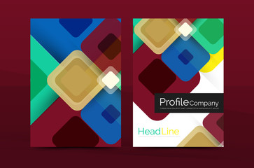 Vector colorful square business annual report cover