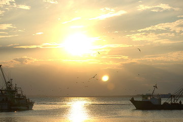 Fototapeta premium Fishing boats in the fishing town in Bulgaria.