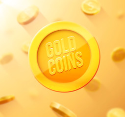 gold coins falling in air with place for text vector eps 10 real