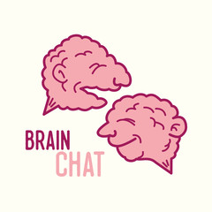 Two brains as text bubble, vector illustration