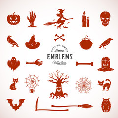 Vector Halloween Silhouettes, Icons or Symbols. Construction Elements for Labels, Invitations, Posters and Flyers.