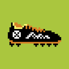 Pixel football boot, pixel-art vector