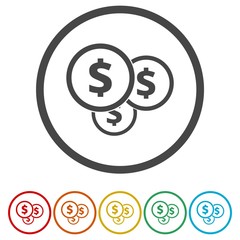 Coins vector icon illustration.