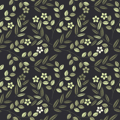 Seamless pattern with decorative flowers and leaves isolated on