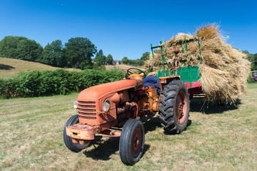 Vintage tractor with hay