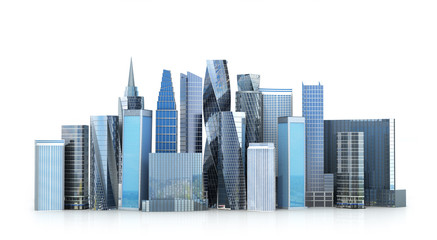 Glass skyscrapers, Grod, isolated on white background. 3D illust