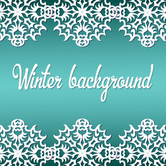 Winter background with paper snowflakes