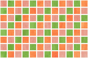 Watercolor orange, pink and green squares