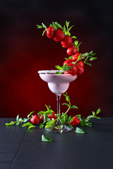 strawberry cocktail with  peppermint leaves