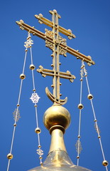 Fototapeta na wymiar Cross in the Church of the Saviour on Spilled Blood in Saint Petersburg, Russia