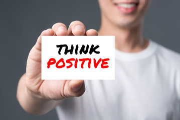 THINK POSITIVE, message on the card