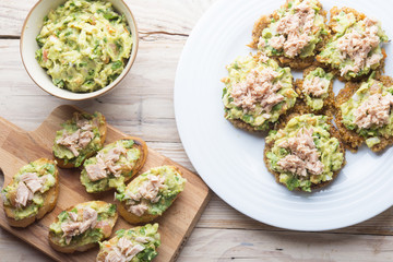 Guacamole with bread and burger