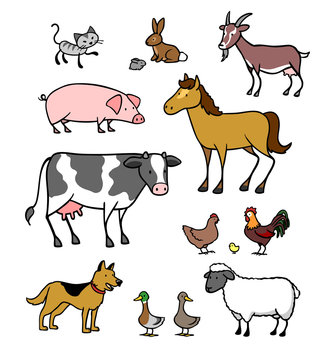 Viele Cartoon Tiere vom Bauernhof