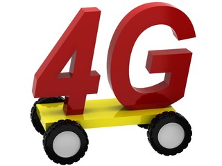 3d Symbols 4G on wheels