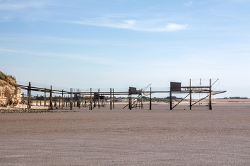 Fototapeta premium Esnandes, pêcherie au carrelet, Charentes maritimes, Marais poitevin, Poitou Charentes, France