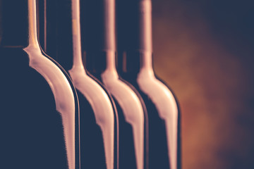 red wine bottles - vintage style photo