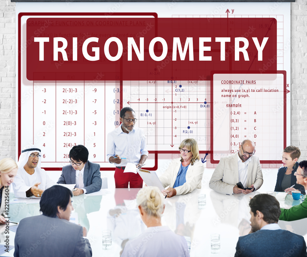 Poster trigonometry mathematics calculation chart concept