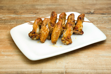 Plate of delicious barbecue chicken wings