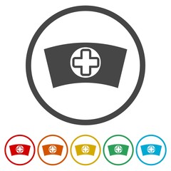 Icon of Nurse Cap in Multi Color Circle
