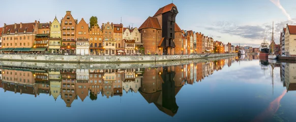 Papier Peint photo Lavable Ville sur leau Paysage urbain de Gdansk en Pologne,Panorama