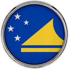 Tokelau Flag Glossy Button/icon (3d rendering).