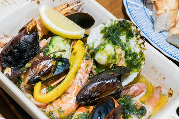 Grilled Seafood with roasted vegetables
