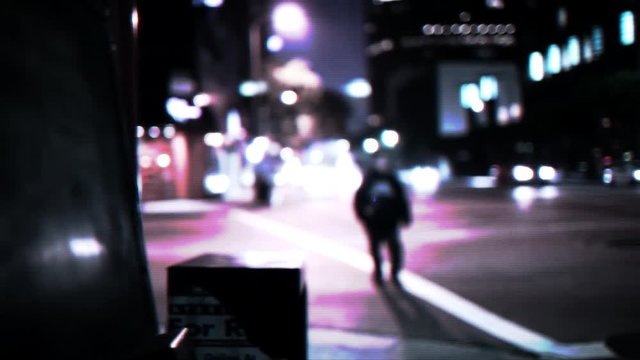 A security cam video out on the streets. Focus on foreground.