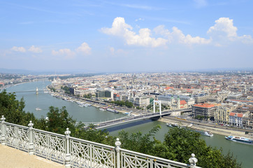 Panoramic view of Budapest from Citadella hill, Hungary