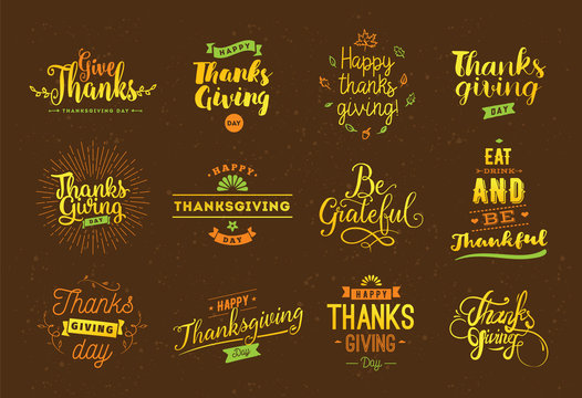 Thanksgiving day typography set.
