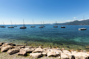 Shore of the Lake Garda in the village of Torri del Benaco in Italy