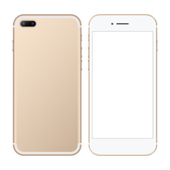 mockup gold smartphone kind of front + rear