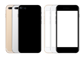 mockup black, gold and silver smartphone kind of front + rear
